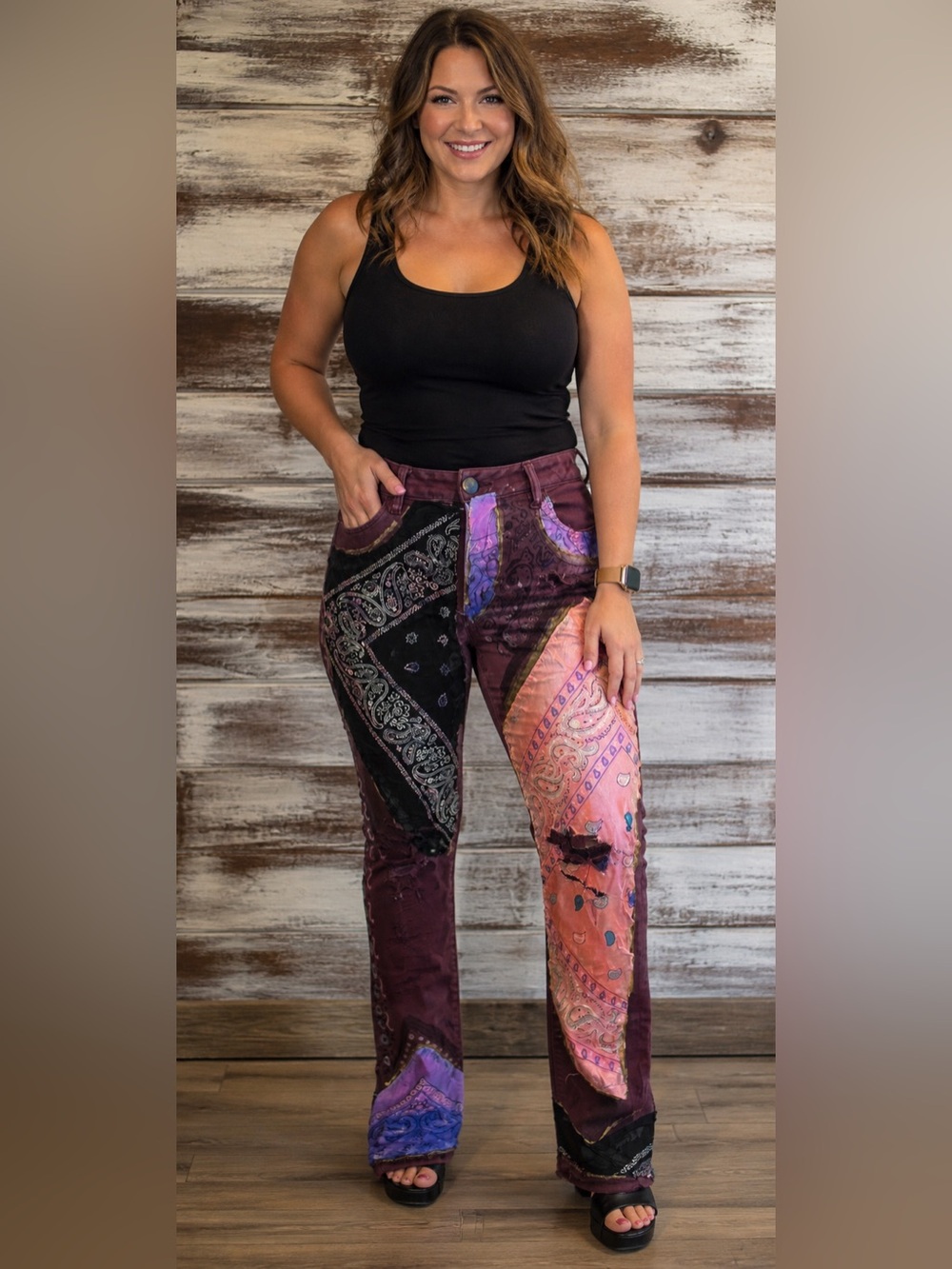 American Eagle Outfitters Upcycled Patchwork Purple Jeggings